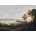 thumbnail image 2 of Robert Havell Jr. 18x14 Black Ornate Wood Framed Double Matted Museum Art Print Titled - View of the Bay and City of New York from Weehawken (1840), 2 of 5