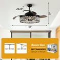 thumbnail image 4 of Parrot Uncle Smart Ceiling Fans with Lights and Remote Control,52 Inch Black Bedroom Ceiling Fan with 3 Retractable Blades Compatible with Alexa, 4 of 14