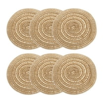 Uxcell 6pcs Round Braided Placemats 4" Non-Slip Round Table Mats for Dining Tables Washable Heat Insulation Woven Placemats, Tawny