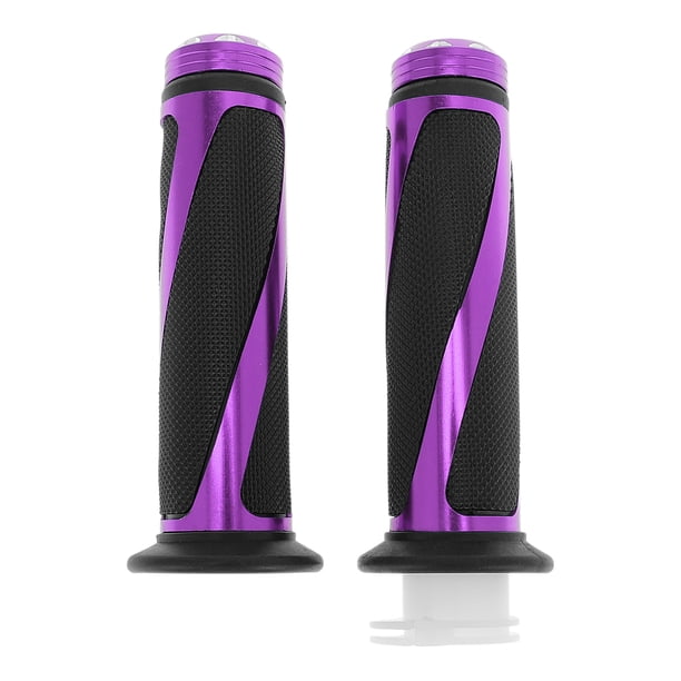 Kit de cubiertas de empuñaduras de motocicleta de 7/8" 22mm 15/16" 24mm, empuñaduras de acelerador de aleación de aluminio y goma para motocicleta, scooter, bicicleta, ATV, color púrpura, 1 juego