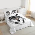 thumbnail image 3 of Castle Fairy Wolf Wildlife Queen Comforter Set Female Men,Black Grey Bedding Comforter Set, 3 of 8