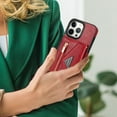 thumbnail image 6 of Nalacover for iPhone 11 Pro Max Zipper Wallet Case,Luxury Premium PU Leather Back Soft TPU Magnetic Buckle Flip Card Pocket Shockproof Slim Cover with Adjustable Crossbody Shoulder Strap,Red, 6 of 16