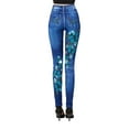 thumbnail image 2 of CLOOCL Women's Imitation Jeans Print Yoga Fitness Leggings Outdoor Exercise Workout High Waist Leggings, 2 of 8