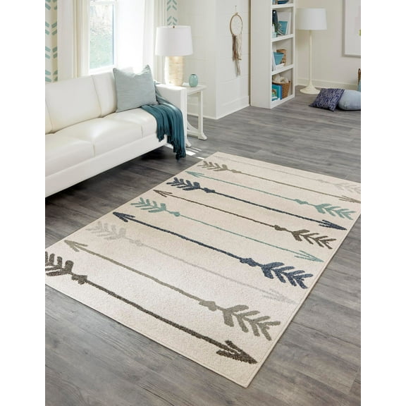 Unique Loom Autumn Collection Area Rug - Arrow (5' 3" x 8' Rectangle Ivory/Gray)