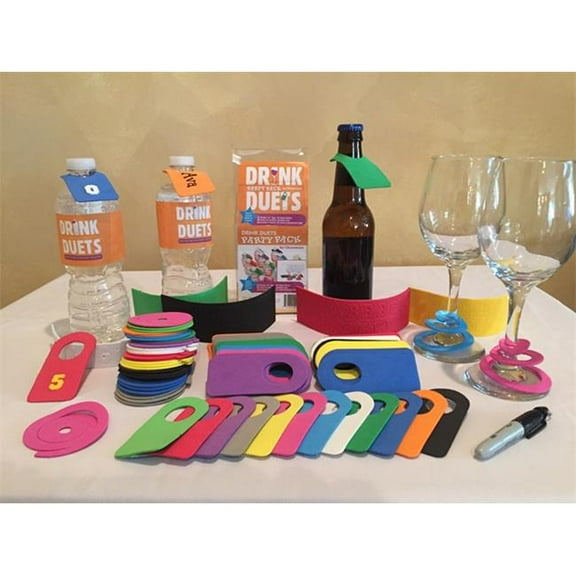 Drink Duets Party Pack with Bottle ID Tags & Glass Skirts