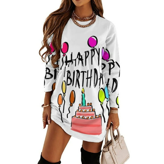 Happy Birthday! Loose Dress Evening Dress Summer Dresses for Women Luxury Dress Long Sleeved Dress