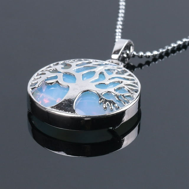 Colliers Pendentifs en Pierre Précieuse Ronde Naturelle Kabbalah Arbre de Vie