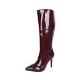 thumbnail image 2 of Wowcloth Women's Knee-High Boots – Pointed Toe, Solid Color Patent Leather with Side Zipper and Thin High Heel for Casual Winter Fashion, 2 of 9