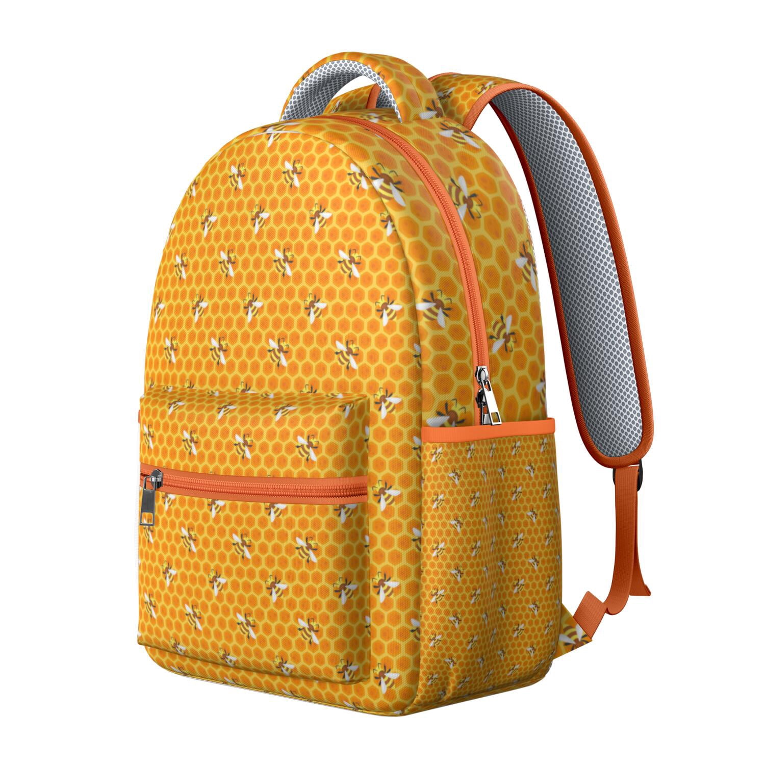 Bees & Garden Backpack&nbsp;- Artistic Floral Bag for Teachers & Students, Reinforced Stitching, Side Pocket for Umbrella or Water Bottle