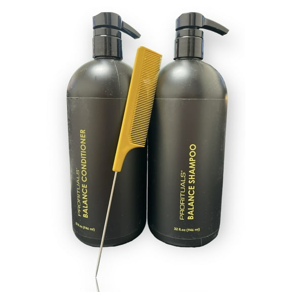 Prorituals Balance Grow & Restore Shampoo and Conditioner DUO- Anti Frizz for Dry and Curly Hair, Natural Shampoo and Conditioner Perfect for Men and Women, 32 Fl Oz each   Pin Comb