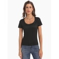 thumbnail image 2 of Women's T Shirts Short Sleeve Scoop Neck Basic Going Out Tops Fashion Slim Fit Tee, 2 of 6