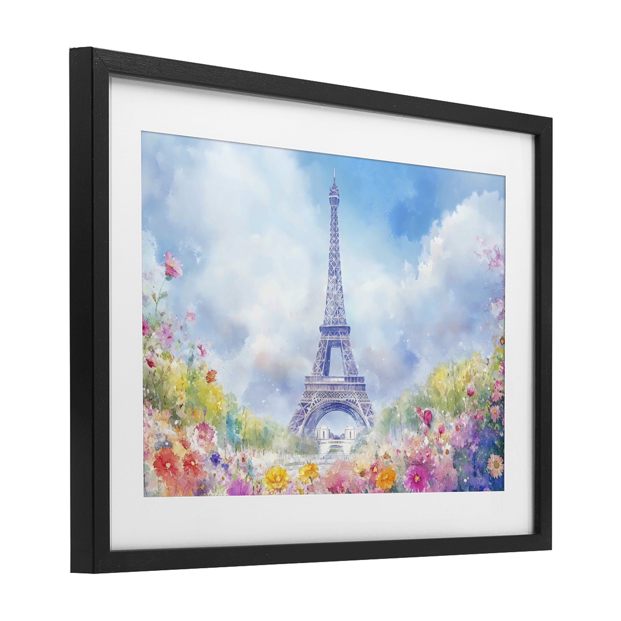 Stupell Industries Rainbow Spring at Eiffel Tower Black Framed Print Under Glass, design by Creative Studio