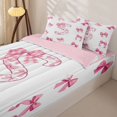 thumbnail image 3 of Catabedysis Bowknot Letter S Zipper Full Size Comforter Sets with Fitted Sheet and 2 Pillowcases,Cute Coquette Bows Zipper Bedding Set For Girls,Pink Reversible,4 Pieces, 3 of 7