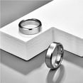 thumbnail image 5 of 6mm Classic Silver Tungsten Rings for Men Minimalist Wedding Band with Beveled Edges, 5 of 6