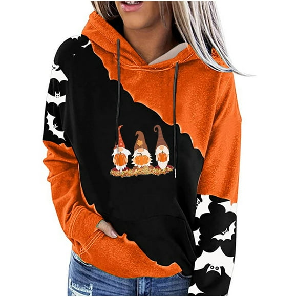 Womens Long Sleeve Blouse Womens Fashion Halloween Printed Loose Long Sleeve Blouse Casual Tops Sweatershirt Hoodies