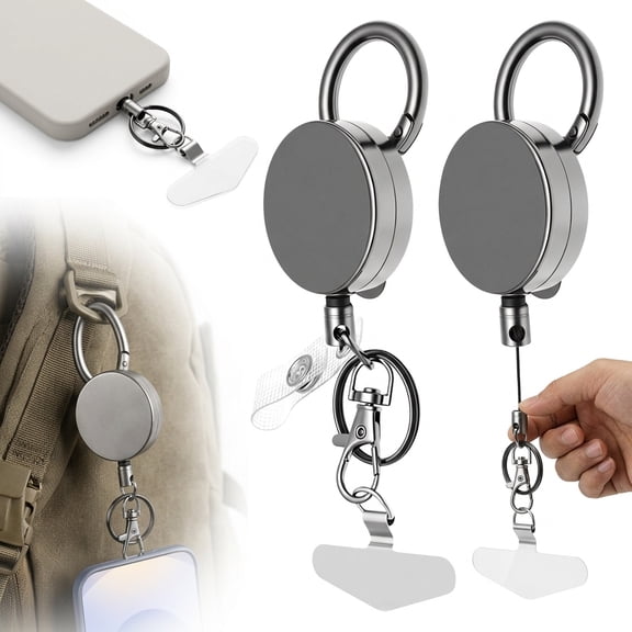 2Pack Anti-theft Phone Lanyard Heavy Duty Metal Retractable Cell Phone Lanyard with Belt Clip Carabiner, Universal Anchor