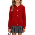thumbnail image 2 of NIEWTR Toddler Boys & Girls Crewneck Sweater Cardigan Kids Long Sleeve Button Knit Tops Outwear2t 3t 4t 5t 6t 7t(A-Red,8-9 Years), 2 of 5