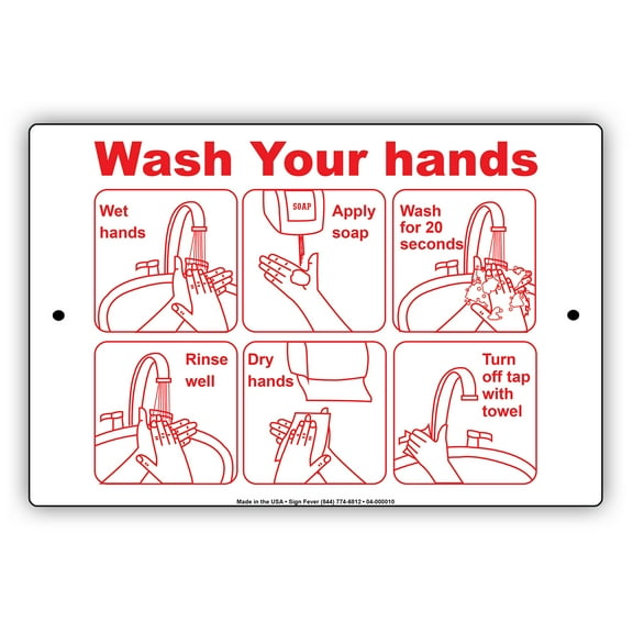 Regularly Wash Your Hands With Soap Quarantine Disease Office Notice Outdoor Display Health and Safety Novelty Aluminum Metal Sign 18"x24"