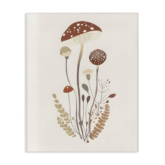 Stupell Industries Farmhouse Mushrooms & Fern Sprigs Canvas Art, 16 x 20, by Petals Prints Design