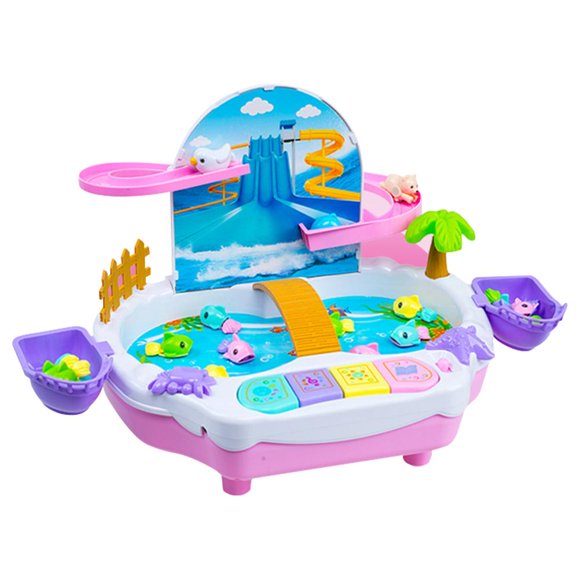 Juego De Pesca Para Niños, Juguetes Con Slideway, Juguete De Pesca Electrónico Que Incluye Estanque Magnético, 8 Peces, 2 Cañas De Pescar, Juguetes Educativos Yuarrent FN007194-01