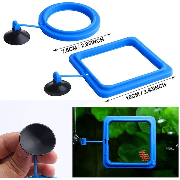 Anillo de alimentación de peces, 2 piezas para accesorios de tanque de tortuga de peces de acuario Círculo de alimentación para Guppy Bettas Goldfish Turtle (Azul)