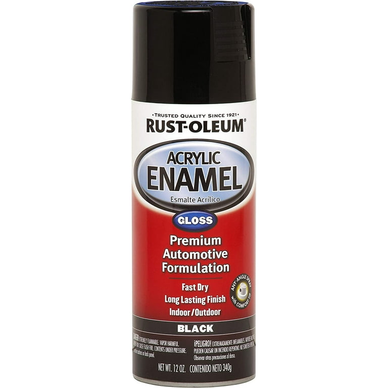 Rust Oleum Automotive 248643 12 Ounce Acrylic Enamel Spray Black Gloss Walmart