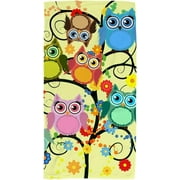 Wellsay Face Towel Hand Cloth Terry Towels Washcloth Bright Cute Cartoon Owls Bath Decor Gift for Hotel-Spa-Kitchen Multi-Purpose,Soft,Quick-Dry 30 X 15 inch