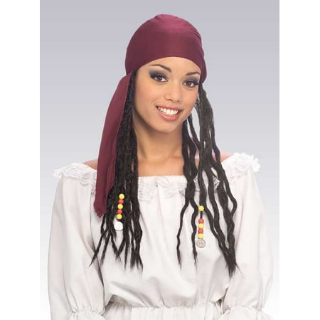 Adult Pirate Buccaneer Bandana W/ Hair Dreads Wig Dreadlocks Costume Accessory
