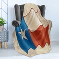 thumbnail image 4 of Texas Star Soft Flannel Fleece Throw Blanket, Flapping Texan Flag Lone Star Pattern with Retro Effect Americana, Cozy Plush for Indoor and Outdoor Use, 50" x 60", Vermilion Beige Blue, by Ambesonne, 4 of 5