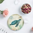thumbnail image 4 of FMSHPON Ocean Theme Sea Turtle Vintage Set of 6 Round Coaster for Drinks, Absorbent Ceramic Stone Coasters Cup Mat with Cork Base for Home Kitchen Room Coffee Table Bar Decor, 4 of 6
