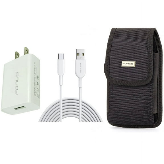 Case Belt Clip & 18W Fast Home Charger for iPhone 15 Pro Max - Swivel Holster Rugged Cover and 6ft Long USB-C Cable Type-C Cord USB Wall Adapter Power Wire K1L for iPhone 15 Pro Max (6.7")