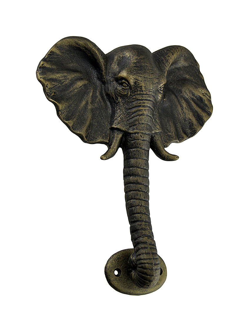 Dark Brown / Black Quirky Animal Solid Brass Elephant Head Door Knocker