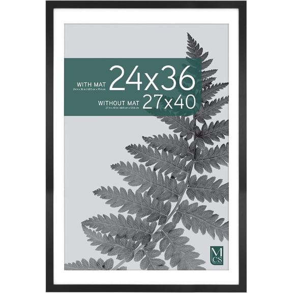 MCS Studio Gallery 27x40 Matted to 24x36 Poster Frame Black Woodgrain, Vertical & Horizontal Wall Hanging Large Picture Frame for Photos, Posters & Art Prints (1-Pack)