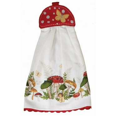 Set of 2 BOTANICAL MUSHROOM Terry Kitchen Tie Towels by Kay Dee Designs