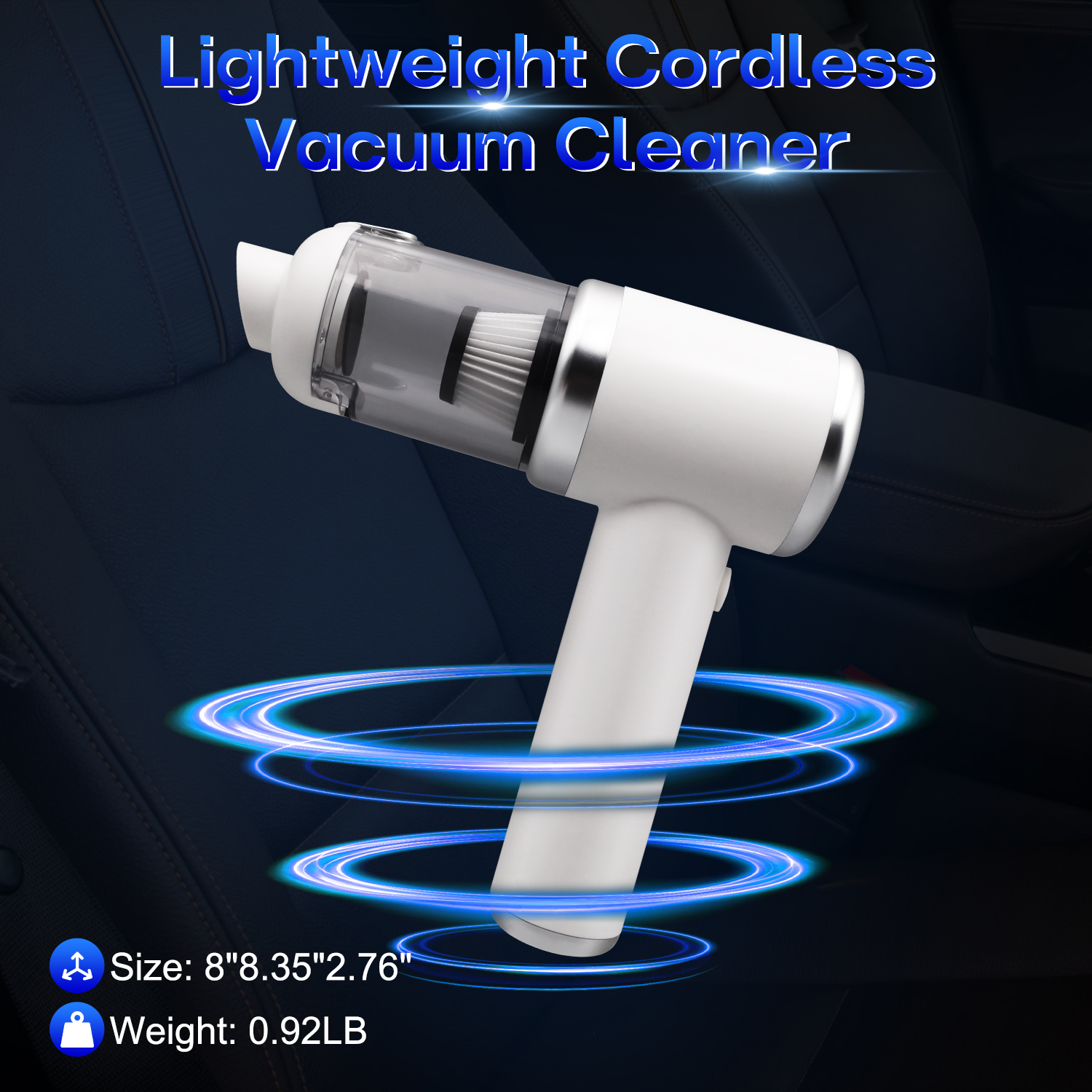 Dofulay Car Vacuum Cleaner Handheld Vacuum Cordless 5500Pa Strong Suction Clean for Home (White)