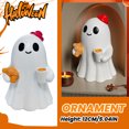 thumbnail image 3 of Ghost Resin Figurine Halloween Decor – Mini Red Hat Ghost Table Statue Fall Decorations for Home– Cute Seasonal Ornament for Mantel Indoor Halloween Decor, 3 of 8