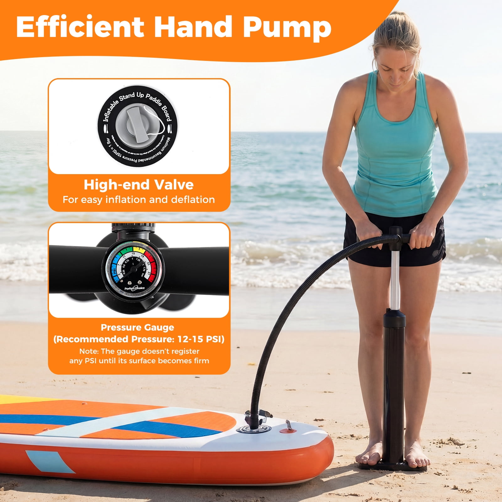 Costway 11’ Wide Inflatable Stand Up Paddle Board , Stable SUP for Adults and Youth Orange+White