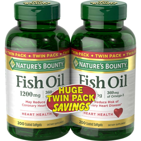 Nature's Bounty Fish Oil Omega-3 Softgels, 1200 Mg, 200 Ct, 2 (Best Fish Oil To Raise Hdl)