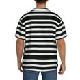 thumbnail image 5 of KLL Black And White Stripes Print Men's Shirt Short Sleeve Button Down Summer Cuba Beach Shirts- X-Large, 5 of 7