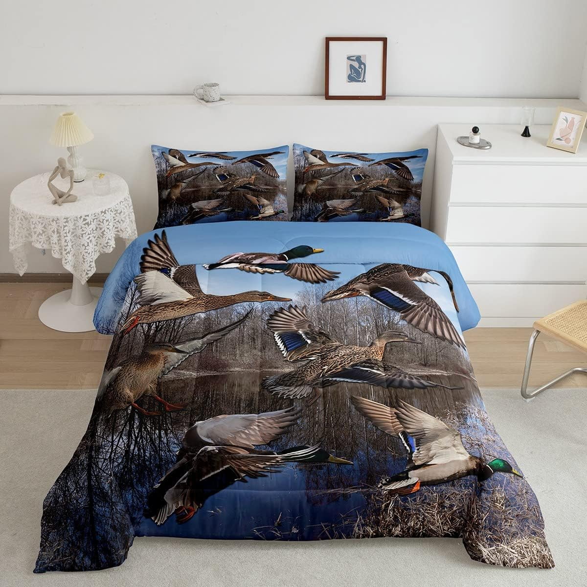 YST Mallard Duck Duvet Insert Duck Hunting Themed Comforter Set for