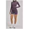 thumbnail image 5 of Top-kevin Womens Workout Sets Two Piece Long Sleeve Jacket Matching High Waist Shorts Sets Fall Winter Gym Work Out Clothes, 5 of 16