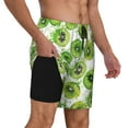 thumbnail image 3 of Balery Green Kiwi Mens Swim Trunks Swim Shorts for Men Quick Dry Inseam Beach Shorts with Compression Liner Pocket-Small, 3 of 9