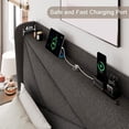 thumbnail image 6 of Einhomn Full Size Bed Frame with Charging Station ,Upholstered Platform Bed Frame with Storage Wingback Headboard, Metal Support No Noise No Box Spring Needed, Dark Gray, 6 of 7