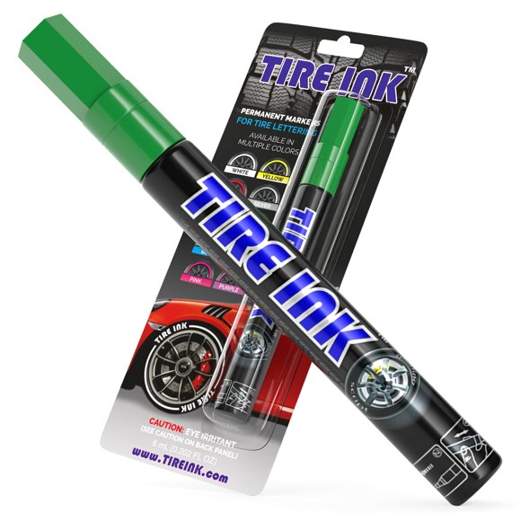 Tire Ink | Paint Pen for Car Tires | Permanent and Waterproof | Carwash Safe (1 Pen, Green)