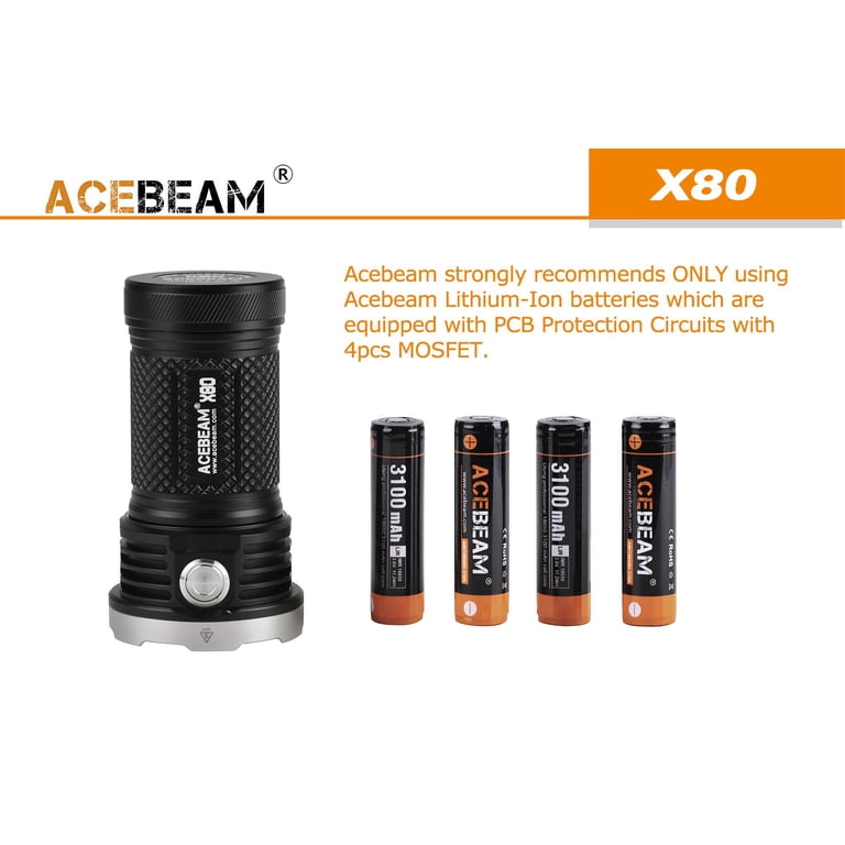 Acebeam X80-GT: Crazy-Bright Flashlight With 32,500 Lumens - 18 LEDs, Waterproof, Perfect For Outdoor & Survival