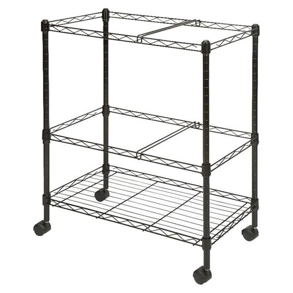 Mobile File Cart, 2 Tier Rolling File Organizer - Letter & Legal Size, Lockable Casters - Steel Wire Cart for Office, Home, School, Black