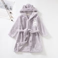 thumbnail image 3 of Children's Plush Coral Fleece Bathrobe,Cozy Hooded Robe with Belt,Cute Print,for Kids Toddlers 2-12 Years,Warm After-Bath Loungewear Toddler Pajamas Gibobby,Grey,Size 7-8T, 3 of 7