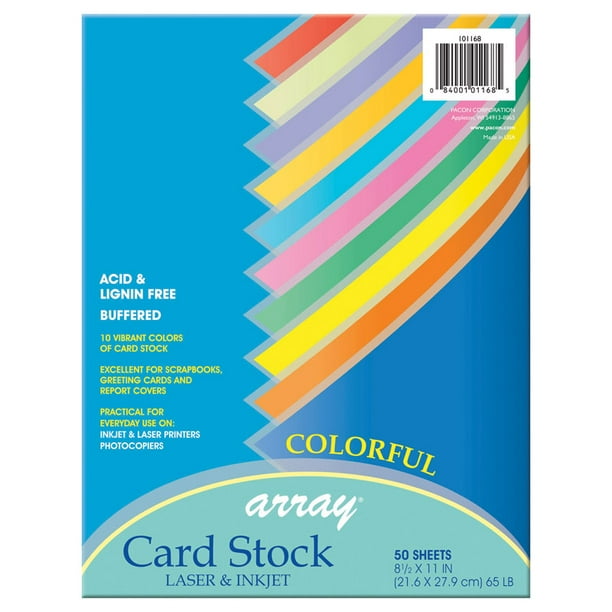 Pacon Card Stock Paper, 8.5â x 11â , Assorted Colors, 50 Sheets