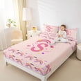 thumbnail image 3 of Feelyou Rainbow Letter S Queen Sheet Sets for Girls, Cartoon Lover Heart Bed Set, Pink, 4 Pieces, 3 of 5