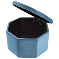thumbnail image 5 of Posh Living Jeremiah Velvet  Upholstered Tufted Octagon Cocktail Storage Ottoman - Light Blue, 5 of 8